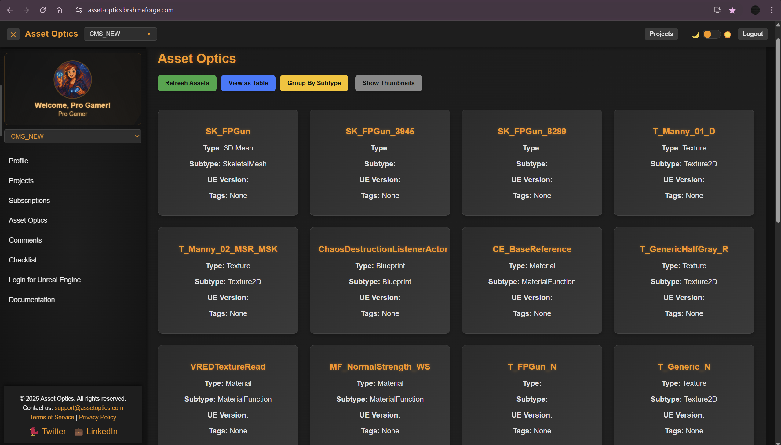 Asset Optics Details