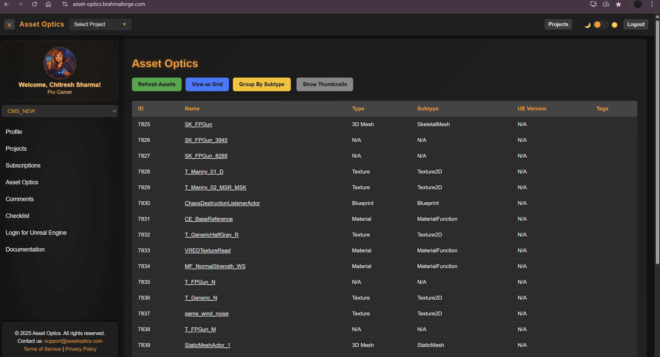 Asset View